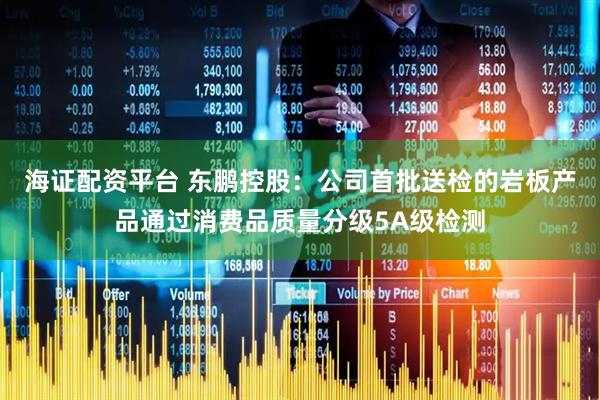海证配资平台 东鹏控股：公司首批送检的岩板产品通过消费品质量分级5A级检测