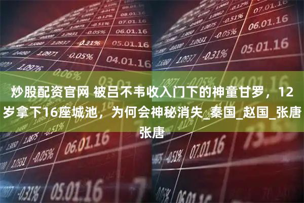 炒股配资官网 被吕不韦收入门下的神童甘罗，12岁拿下16座城池，为何会神秘消失_秦国_赵国_张唐