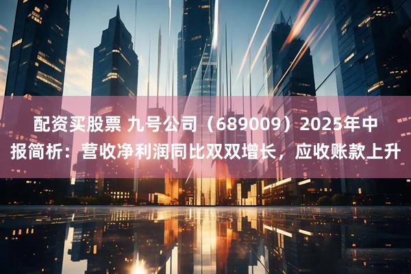 配资买股票 九号公司（689009）2025年中报简析：营收净利润同比双双增长，应收账款上升